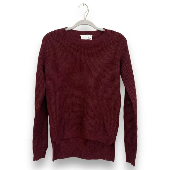WILFRED Aritzia Merino Wool Sweater Knit Burgundy Red Crew Neck NWOT Size XXS - Picture 1 of 6